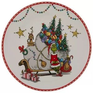 (2) Grinch With Sleigh Ceramic Plate